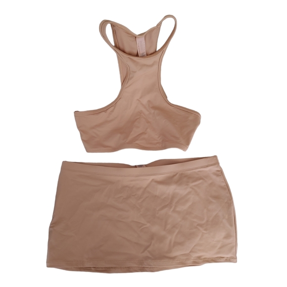 SKIMS 2 Pieces Swimming High Neck Racer Back Top & Mini Micro Swim Skirt - Picture 11 of 16
